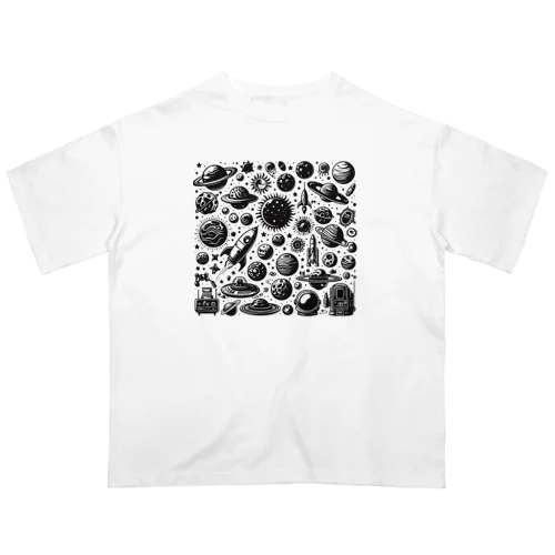 モノクロ宇宙 オーバーサイズTシャツ