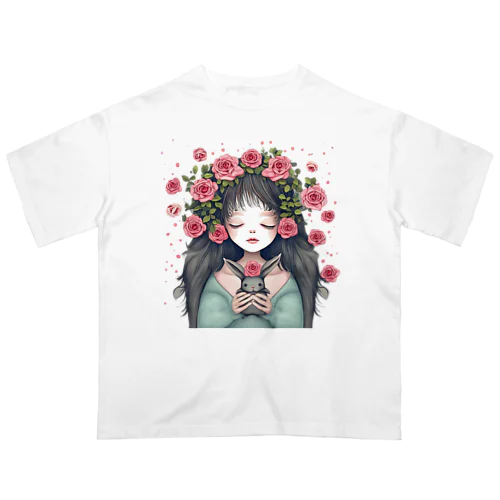 少女とウサギの薔薇物語 オーバーサイズTシャツ