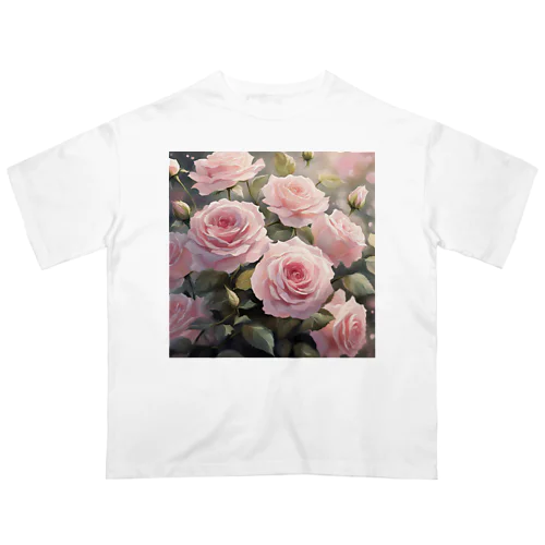 ペールピンクのバラの花束 オーバーサイズTシャツ