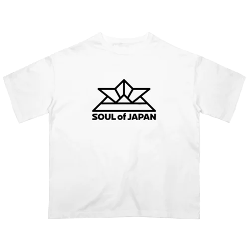 ソウルオブジャパン 折り紙の兜デザイン 大和魂 日本 ブラック Oversized T-Shirt