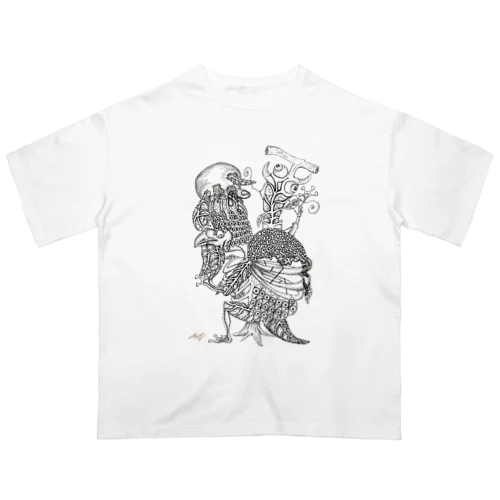 『根古水ヒメの妖カイ画』10.カッパ Oversized T-Shirt