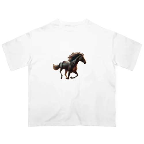 あなたの愛馬！力強く走る馬 オーバーサイズTシャツ