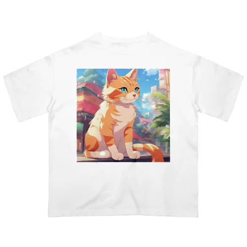 窓辺に佇む、かわいらしい猫ちゃんの姿🐱✨ オーバーサイズTシャツ