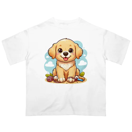 子犬の冒険☆ウキウキ子犬のゴールデンレトリーバー Oversized T-Shirt