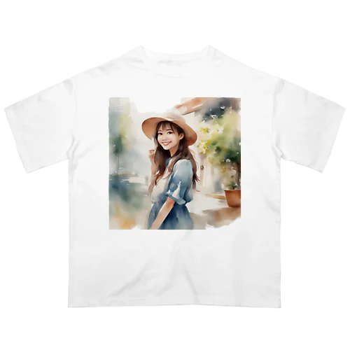 麦わら帽子の女の子 Oversized T-Shirt