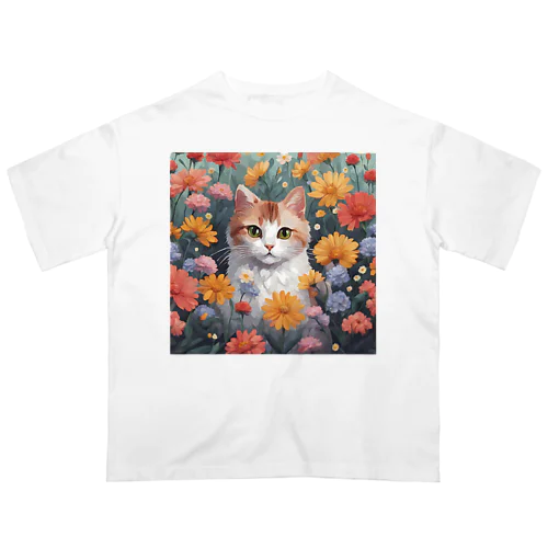 ロココFLOWERキャットコスモス オーバーサイズTシャツ