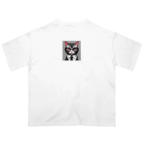 メガネをする猫 Oversized T-Shirt