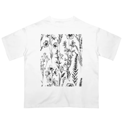 モノクロームの植物図鑑 Oversized T-Shirt