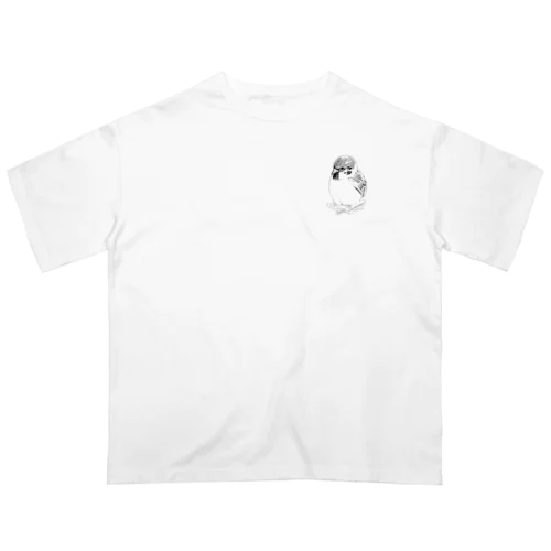 アート　すずめ　モノクロ Oversized T-Shirt