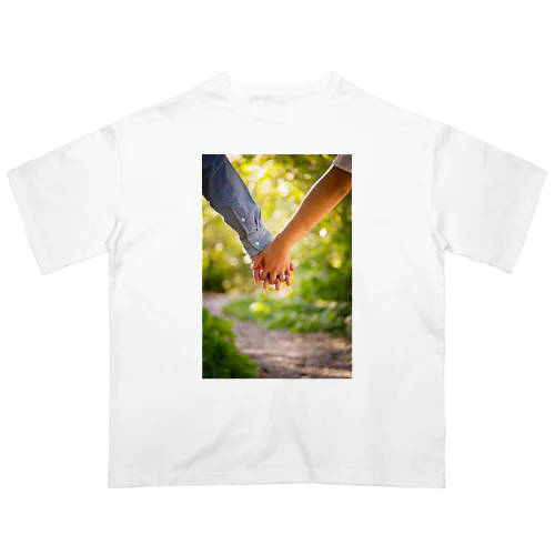 手繋ぎカップル オーバーサイズTシャツ