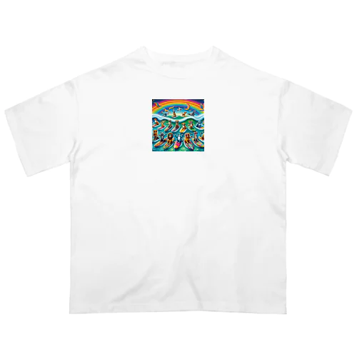 賑やかサーフィン🏝️ オーバーサイズTシャツ