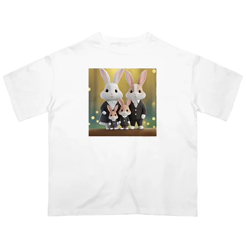 うさぎの家族4（父・母・子） オーバーサイズTシャツ