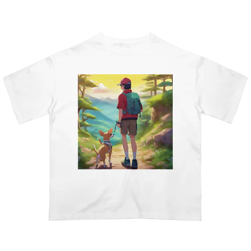 チワワと夕焼け散歩 オーバーサイズTシャツ