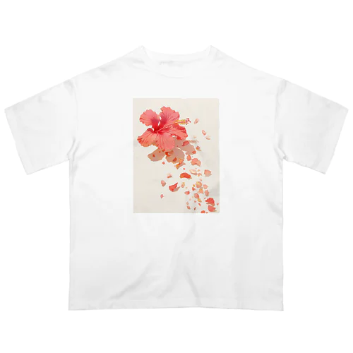 ハイビスカスと花びらラフルール1859 Oversized T-Shirt