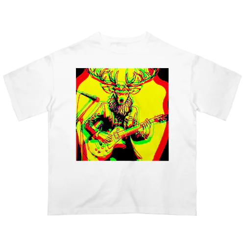 鹿男とロック「Deer man and rock」 オーバーサイズTシャツ