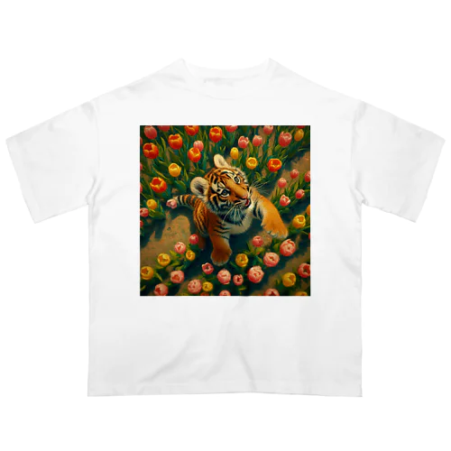 チューリップ畑の小虎 オーバーサイズTシャツ