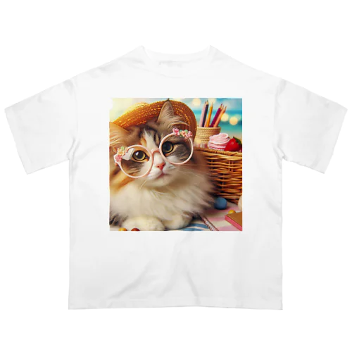 めがね猫 オーバーサイズTシャツ