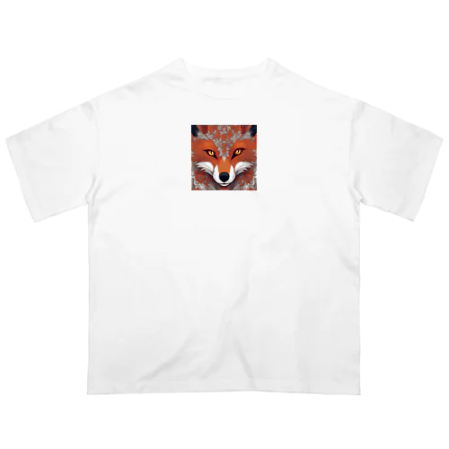 灰の化粧の狐 オーバーサイズTシャツ