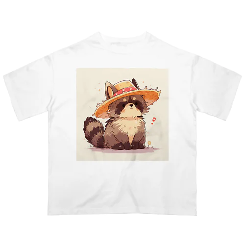 帽子をかぶった可愛い子供タヌキ Marsa 106 Oversized T-Shirt