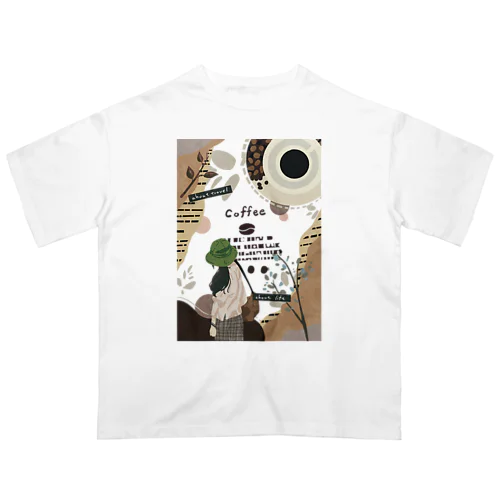 coffee time collage風イラスト オーバーサイズTシャツ