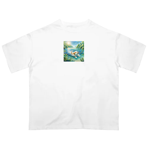 泳ぐわんこ Oversized T-Shirt