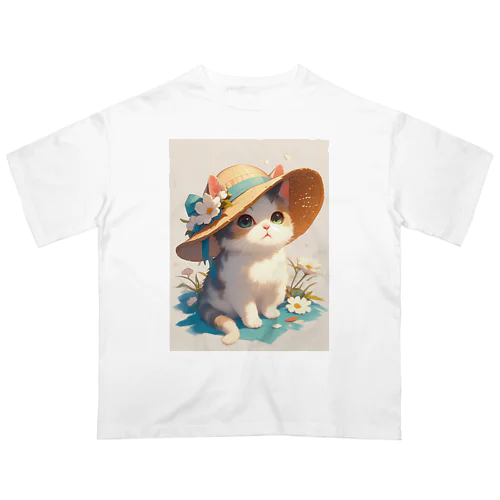 帽子をかぶった可愛い子猫 Marsa 106 Oversized T-Shirt