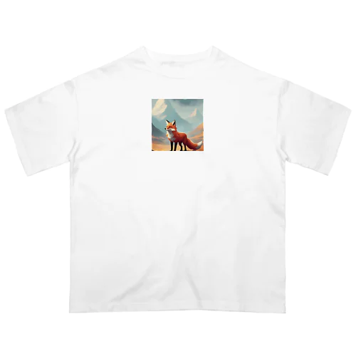 冒険と勇気の象徴となる探検者の狐 オーバーサイズTシャツ