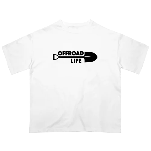 オフロードライフ スコップデザイン クロカン ブラック オーバーサイズTシャツ