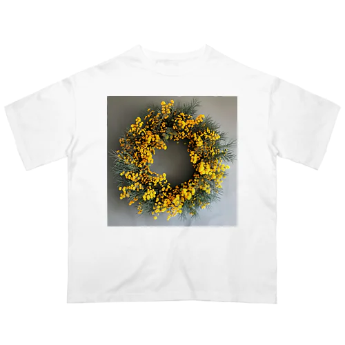 ミモザの花をりース　なでしこ1478 オーバーサイズTシャツ