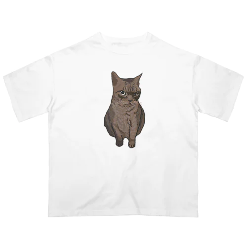 怪しむ猫 オーバーサイズTシャツ