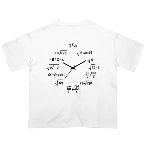 数学時計（理系デザイン） オーバーサイズTシャツ