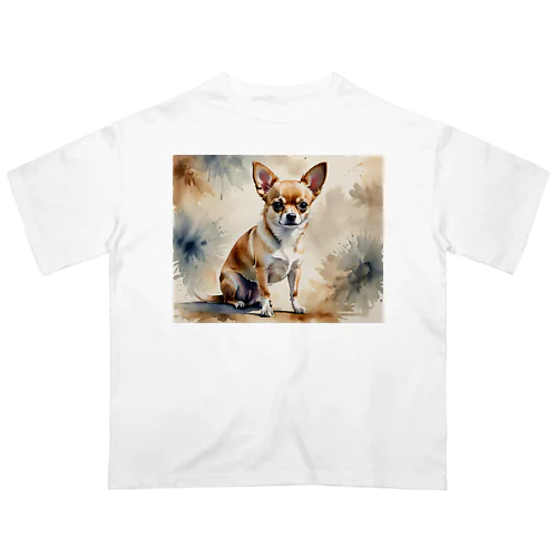 Chihuahua　チワワ　水彩画風 オーバーサイズTシャツ