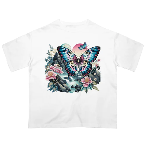 艶やかな世界で踊る蝶 オーバーサイズTシャツ