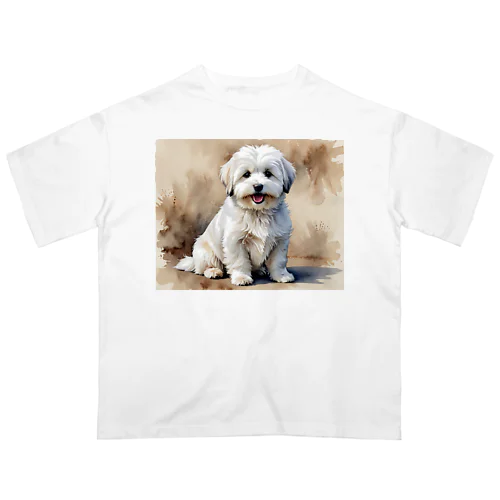 コトン・ド・テュレアール　Coton de Tulear　水彩画風 オーバーサイズTシャツ