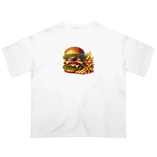 巨大ハンバーガー&サクサクポテト オーバーサイズTシャツ