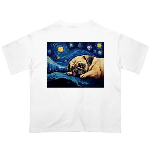 【星降る夜 - パグ犬の子犬 No.2】 Oversized T-Shirt