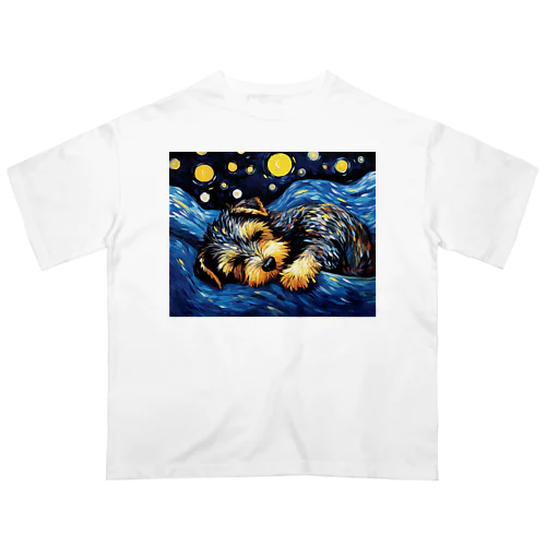 【星降る夜 - シュナウザー犬の子犬 No.2】 Oversized T-Shirt