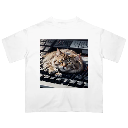 猫とキーボード オーバーサイズTシャツ