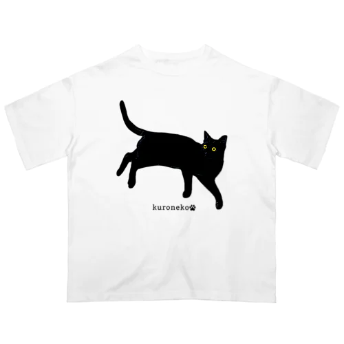 見返り美ニャン　黒猫　バクプリアリ　反転式 オーバーサイズTシャツ