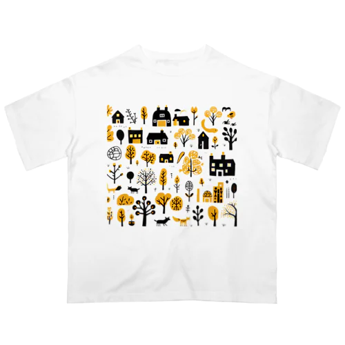 可愛い街並み オーバーサイズTシャツ