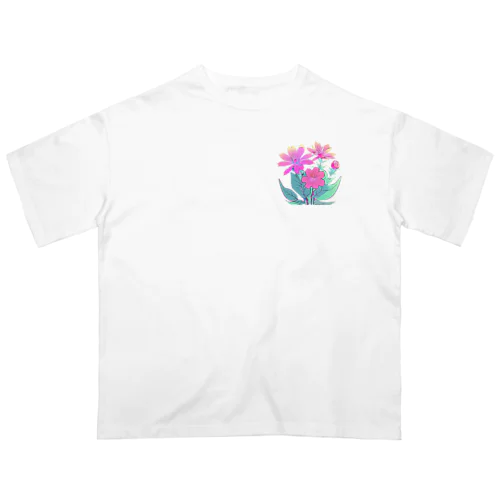 RetrowaveFlower-ムルチコーレ- オーバーサイズTシャツ