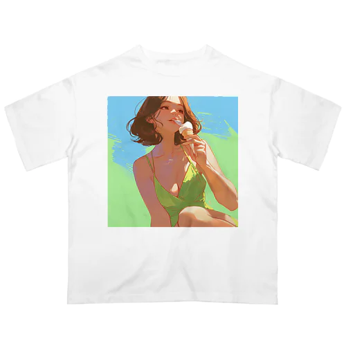 夏風の中のアイスクリーム・ディライト Marsa 106 オーバーサイズTシャツ