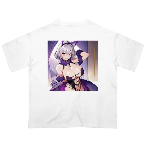 猫耳　美少女 オーバーサイズTシャツ