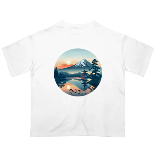 和風お寺の景色 オーバーサイズTシャツ