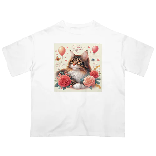 猫と薔薇 Oversized T-Shirt