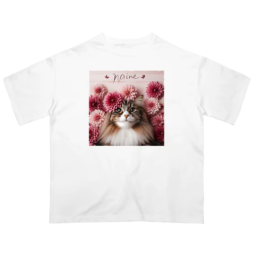 猫とダリア オーバーサイズTシャツ