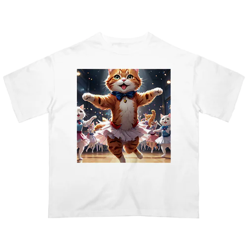 踊る猫 オーバーサイズTシャツ