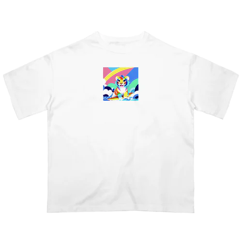 カラフルタイガーちゃんのサーフィン Oversized T-Shirt