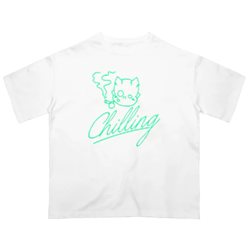 chilling DEVL(blue green) Oversized T-Shirt