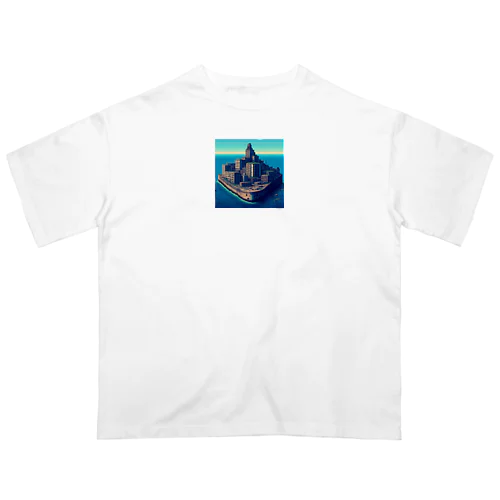 軍艦島（pixel art） オーバーサイズTシャツ